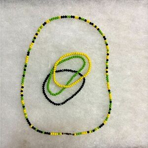 “Sea Moss” Beaded Necklace and Bracelet Set